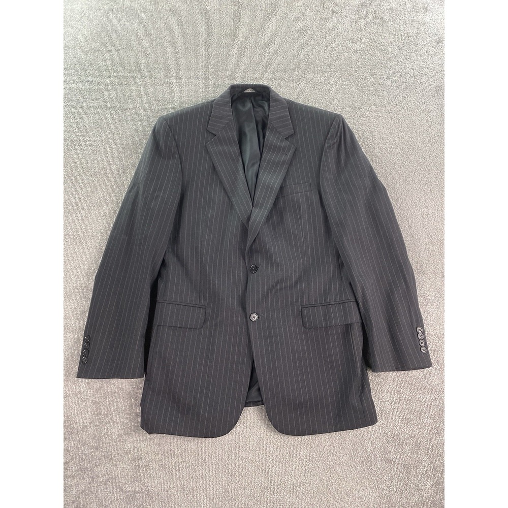 Jos. A Bank Suit 41 L Gray Wool Striped Premium Business Jacket Pants Set 36x34 - Picture 2 of 16